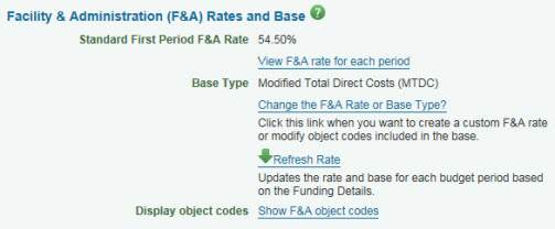 F&A tab rates and base