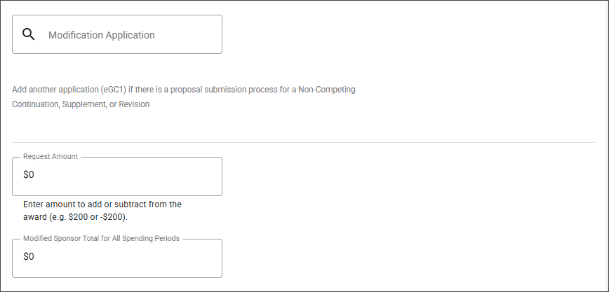 A screenshot of the SAGE Modification OSP/GCA Modification Details section.